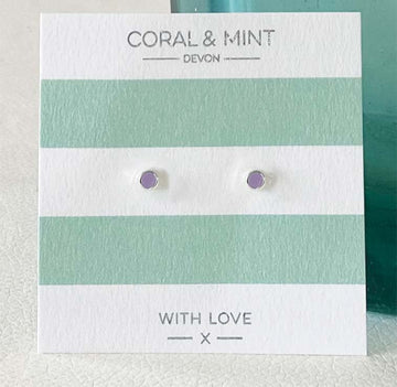 Mini Lilac enamel circle studs   Coral and Mint
